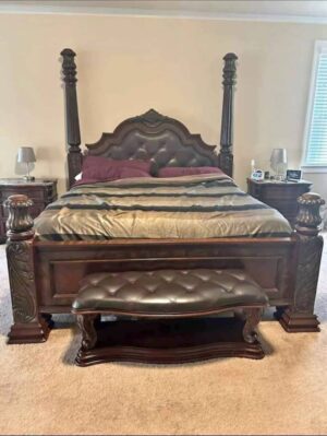 Luxury Four-Poster King Size Bed Set – Complete Bedroom Suite