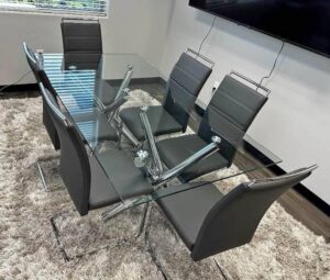 Black & Clear/Silver Dining Chairs