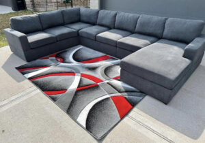 8-Seat U-Shaped Sectional Sofa – Dark Grey