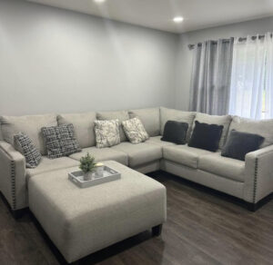 L-Shape Sectional Sofa with Ottoman - Grey  Like New