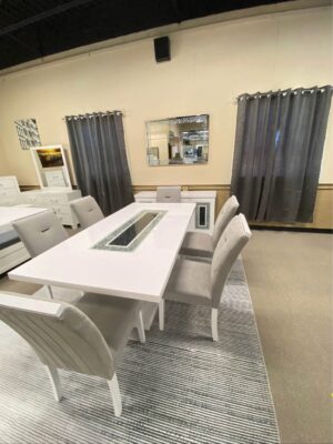 Garbo Dining Table Set with Glass Insert – 6 Chairs