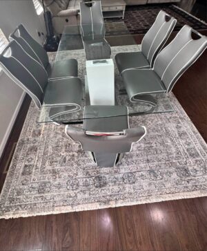 Modern Glass Dining Table Set with 6 Chairs – Sleek & Stylish