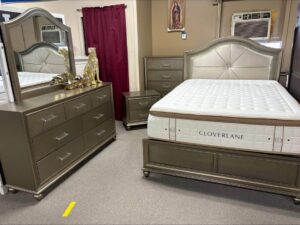 Queen Lila Champagne Upholstered Panel Bedroom Set