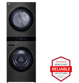 LG WashTower – 5.0 Cu. Ft. Smart Front Load Washer & 7.4 Cu. Ft. Electric Dryer with Steam – Black Steel
