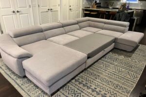 U-Shape Sectional Pull-Out Bed with Storage (Grey)